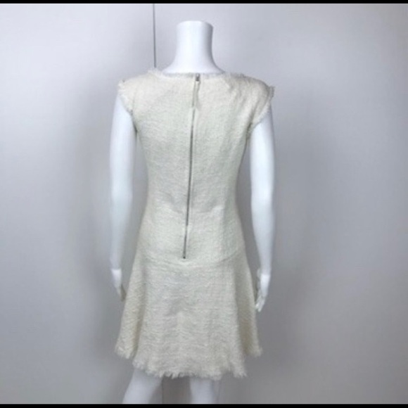 Rebecca Taylor Sleeveless Tweed Drop Waist Dress Creme White | Size 0 - Picture 5 of 11